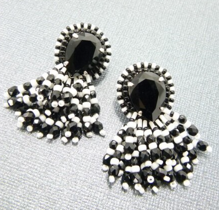 Black/White Fringe Earrings