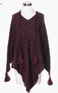Chunky Tassel Poncho (Multiple Colors)