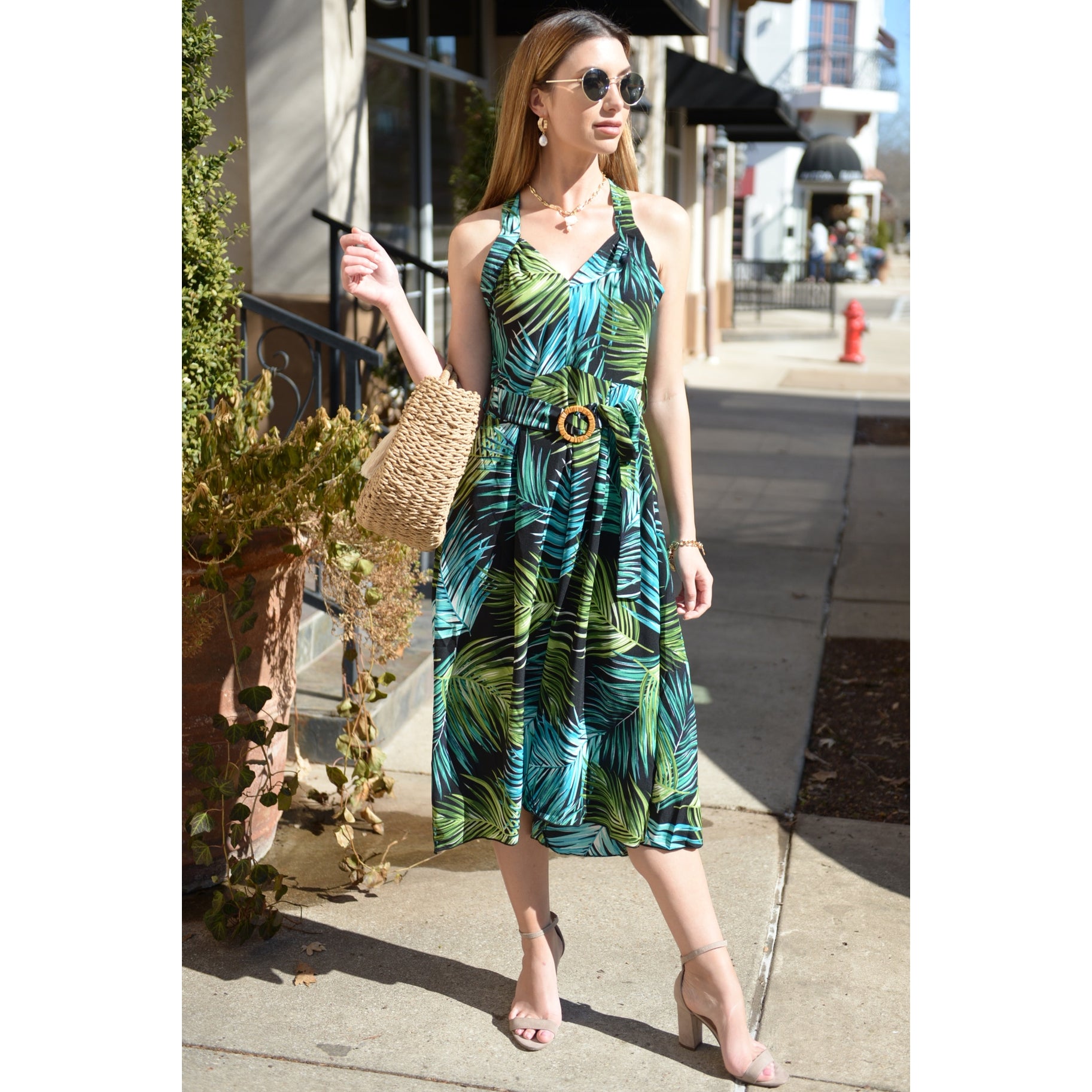 Tropical Belted Dress