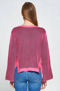 Fuchsia Ribbed Knit Sweater